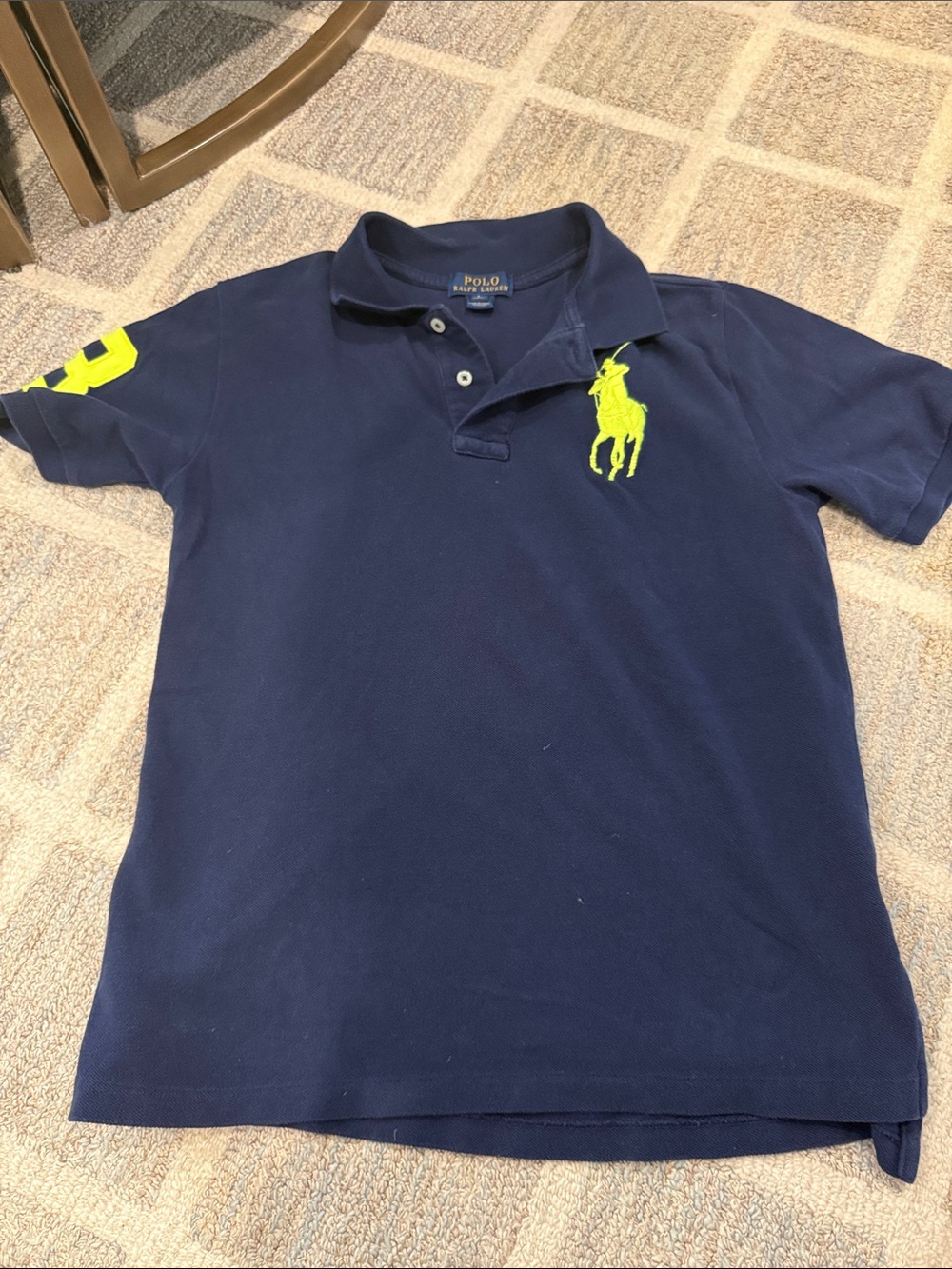 Polo by Ralph Lauren Navy Polo with Neon Yellow Logo